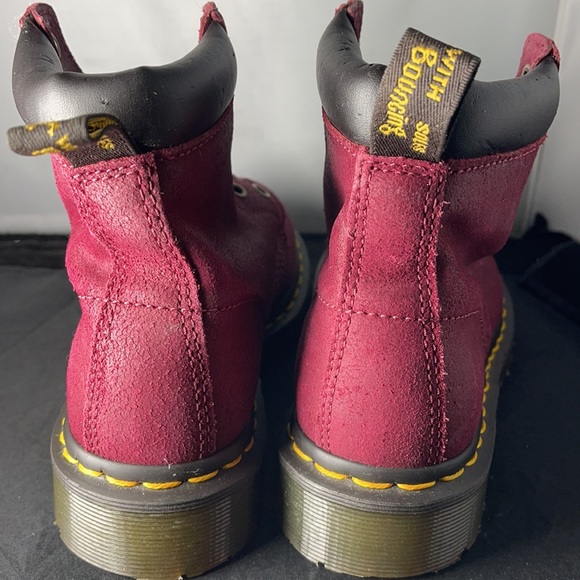 Dr. Martens Deep Red (Raspberry) greasy suede boots 5L - Picture 7 of 9